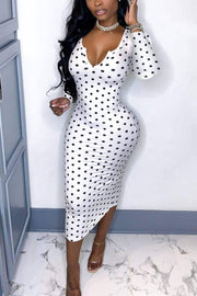 deep V bodycon midi dress, view 7 - MRSLM
