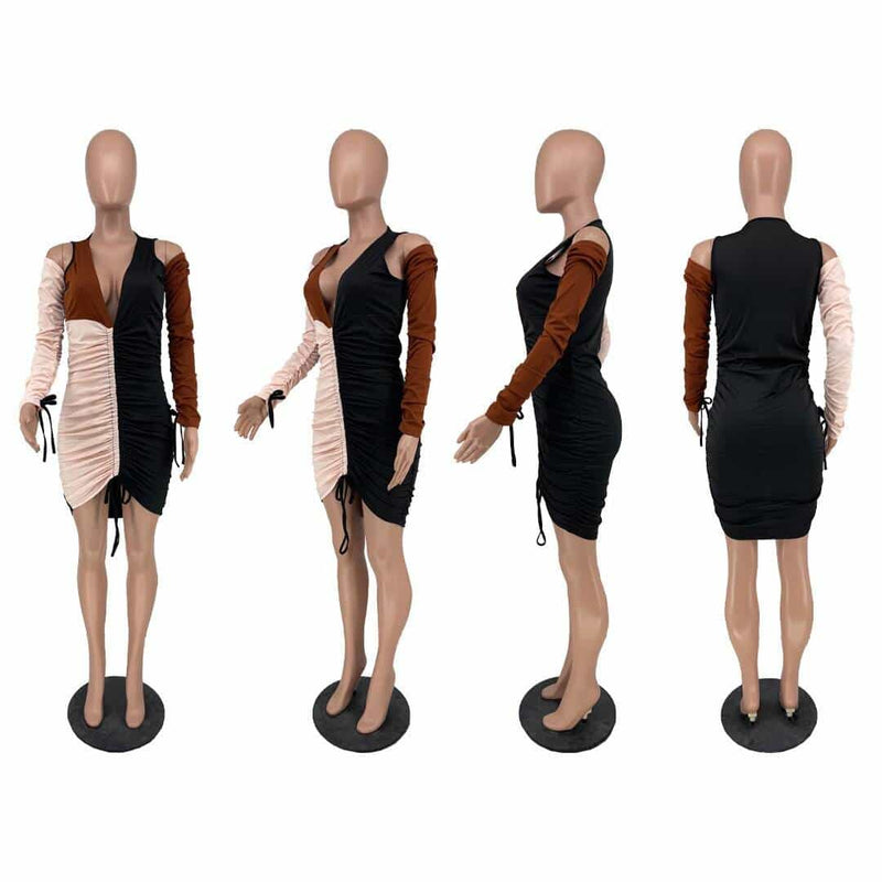 drawstring knee dress, view 3 - MRSLM