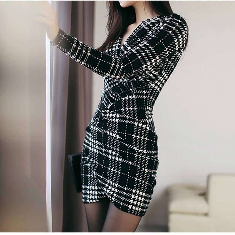 women's elegant plaided dress, view 5 - MRSLM