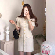 elegant short sleeved dress, view 3 - MRSLM