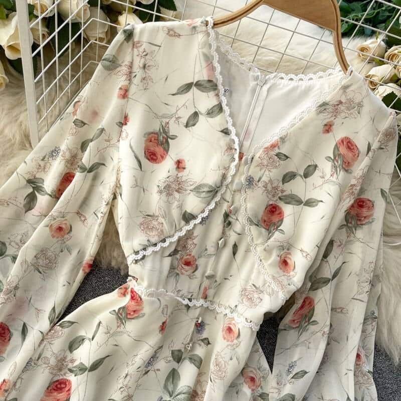 Women's floral printed mini dress with buttons, view 4 - MRSLM