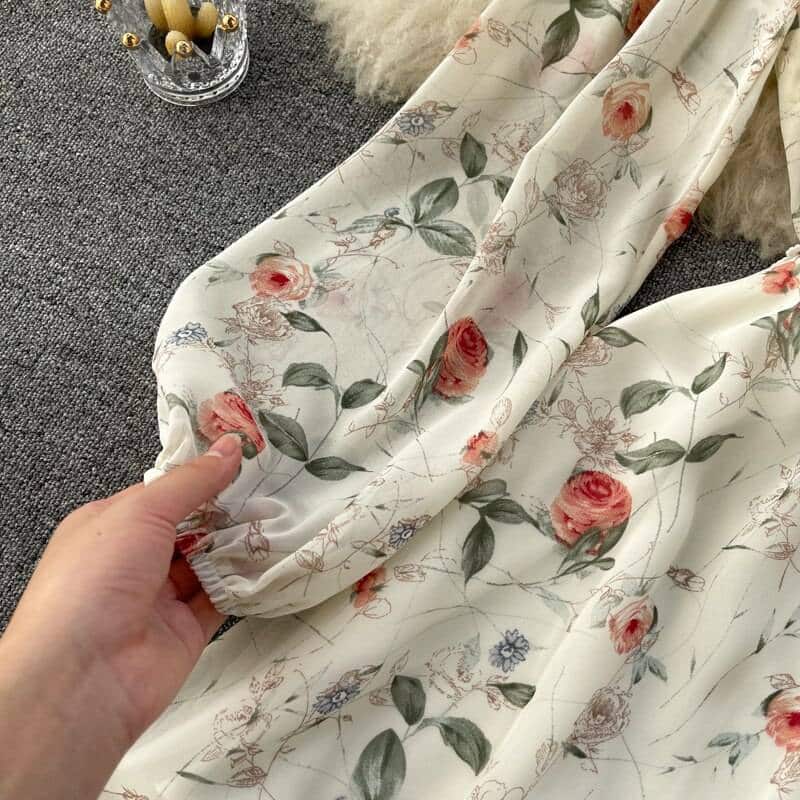 Women's floral printed mini dress with buttons, view 5 - MRSLM