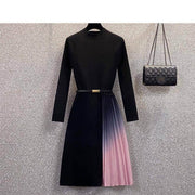 Women's gradient color pleated dress - MRSLM