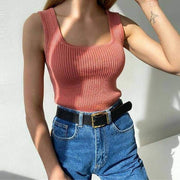Women's green knitted crop top, view 5 - MRSLM