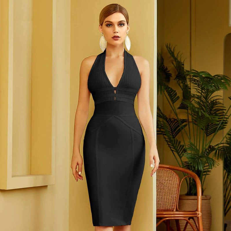 women's halter bodycon bandage dress - MRSLM