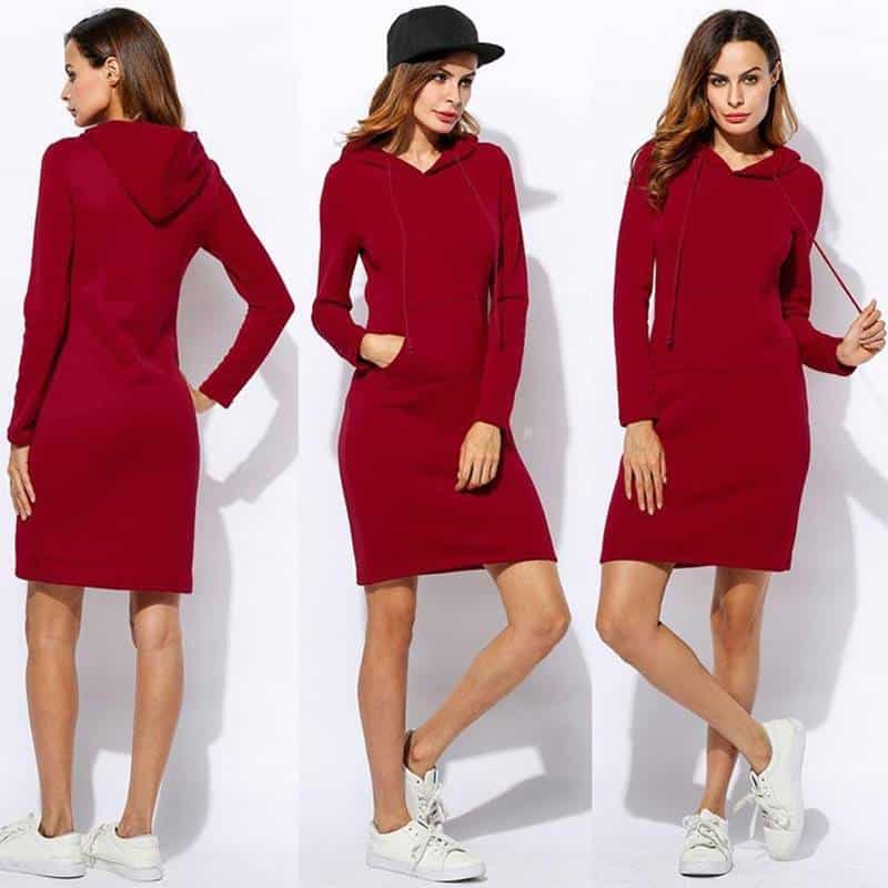 women's hooded warm dress, view 5 - MRSLM