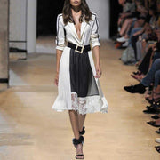 lace patchwork belted dress - MRSLM
