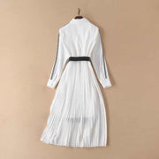 lace patchwork belted dress, view 4 - MRSLM