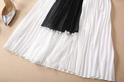 lace patchwork belted dress, view 5 - MRSLM