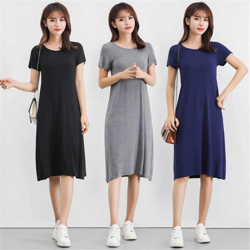modal knitted T-shirt dress, view 15 - MRSLM