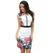 women's o-neck sleeveless floral printed dress, view 3 - MRSLM