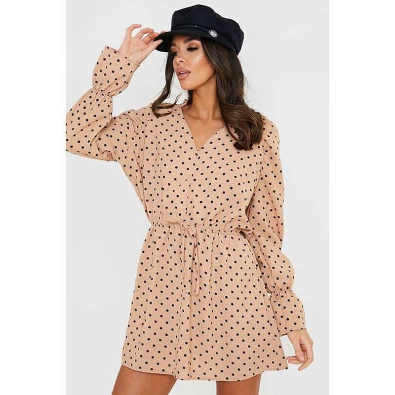 polka dot print mini dress, view 3 - MRSLM