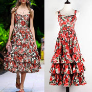 Women's red roses dress - MRSLM