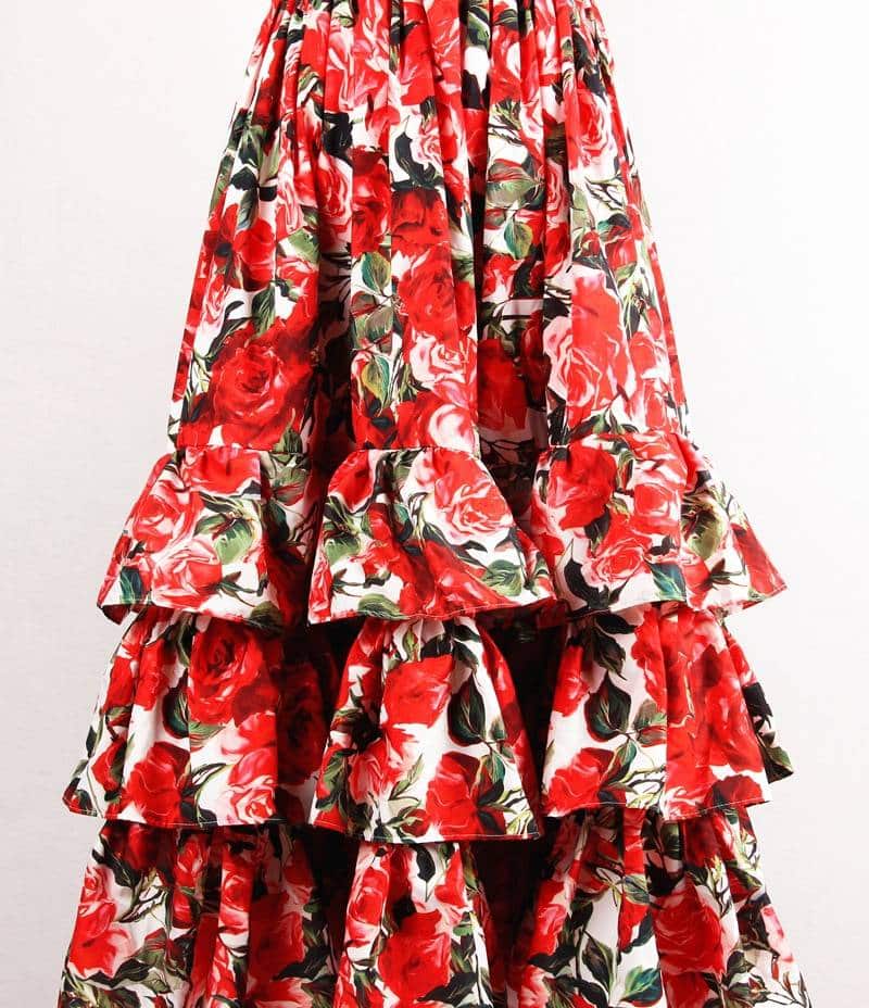 Women's red roses dress, view 7 - MRSLM