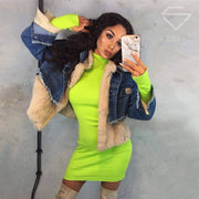 ribbed turtleneck mini dress, view 13 - MRSLM