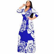 women's rose printed maxi party dress, view 9 - MRSLM