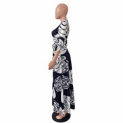 women's rose printed maxi party dress, view 11 - MRSLM