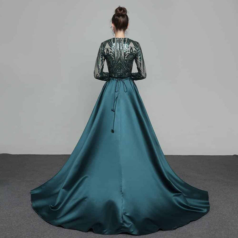 satin evening dress, view 8 - MRSLM