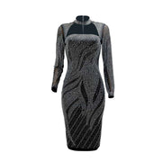 shiny rhinestone long sleeved dress, view 4 - MRSLM