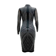 shiny rhinestone long sleeved dress, view 5 - MRSLM