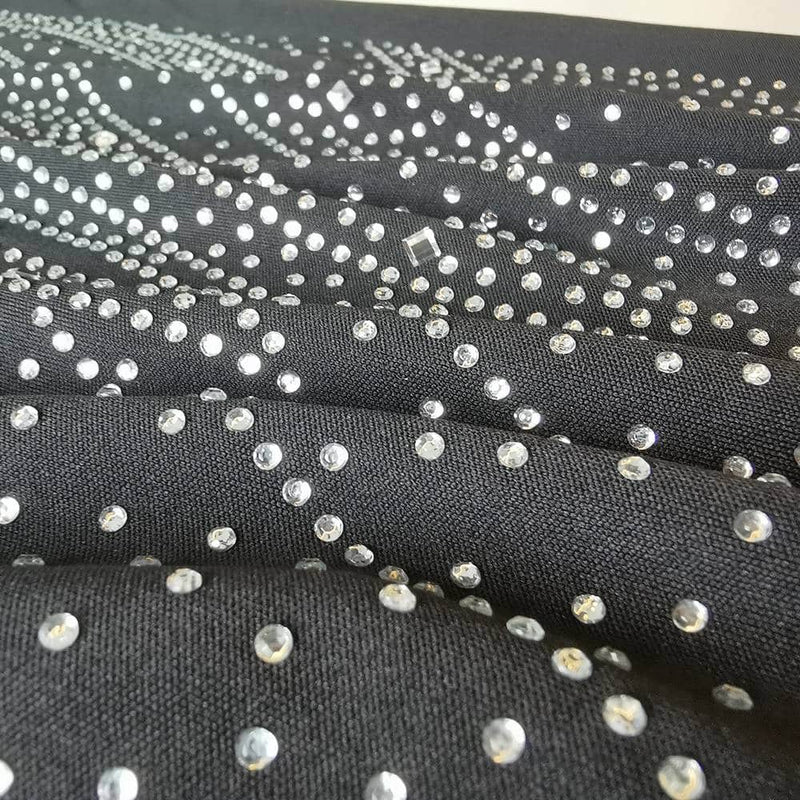 shiny rhinestone long sleeved dress, view 6 - MRSLM