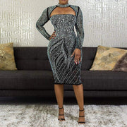 shiny rhinestone long sleeved dress - MRSLM