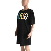 straight dress with rainbow letters print, view 4 - MRSLM