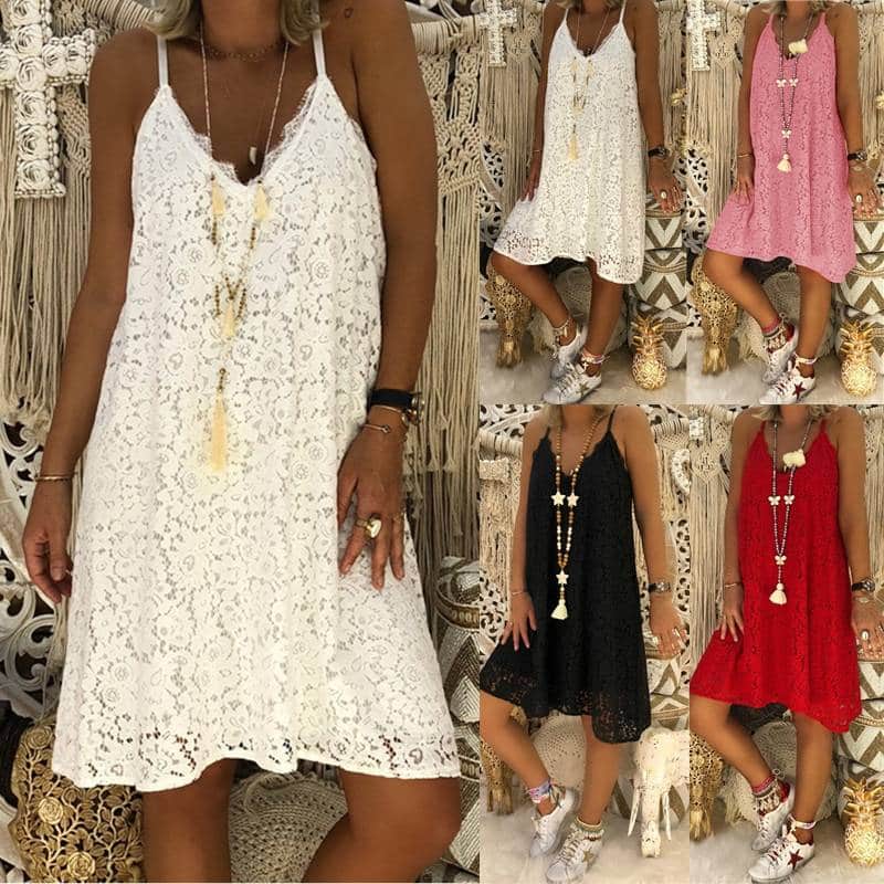 women's summer loose laced dress, view 6 - MRSLM