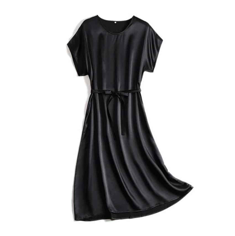 women's summer plain silk dress - MRSLM