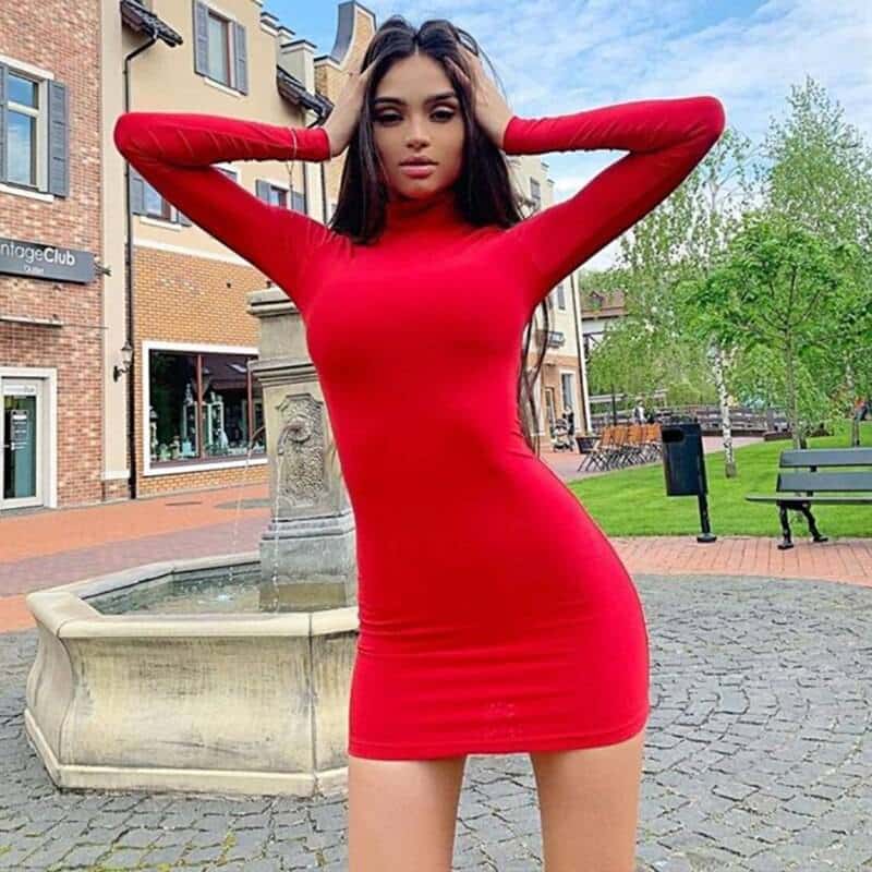 women's turtleneck slim dress - MRSLM