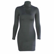 women's turtleneck slim dress, view 9 - MRSLM