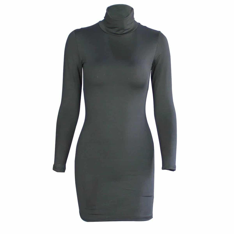 women's turtleneck slim dress, view 9 - MRSLM