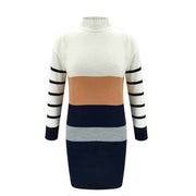 women's turtleneck sweater dress in stripes, view 6 - MRSLM