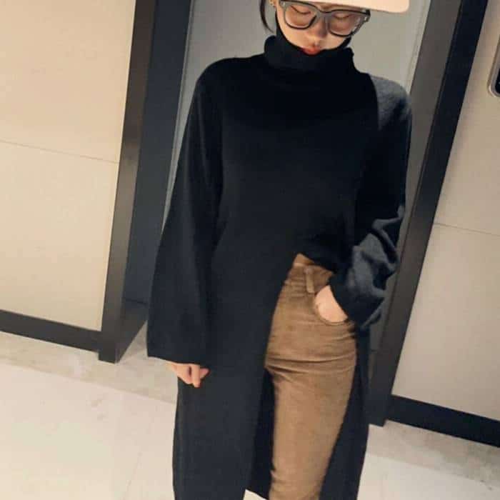 women's turtleneck woolen dress, view 8 - MRSLM