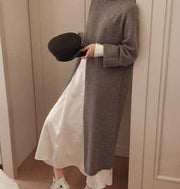 women's turtleneck woolen dress, view 6 - MRSLM