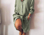 women's cotton V-neck dress, view 5 - MRSLM