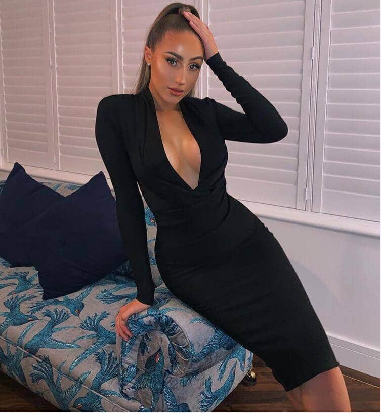 V-neck bodycon dress, view 9 - MRSLM