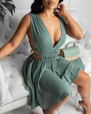 V-neck sleeveless printed dress, view 5 - MRSLM