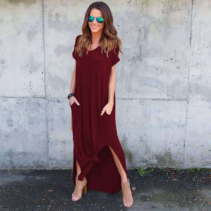 v-neck t-shirt maxi dress, view 12 - MRSLM