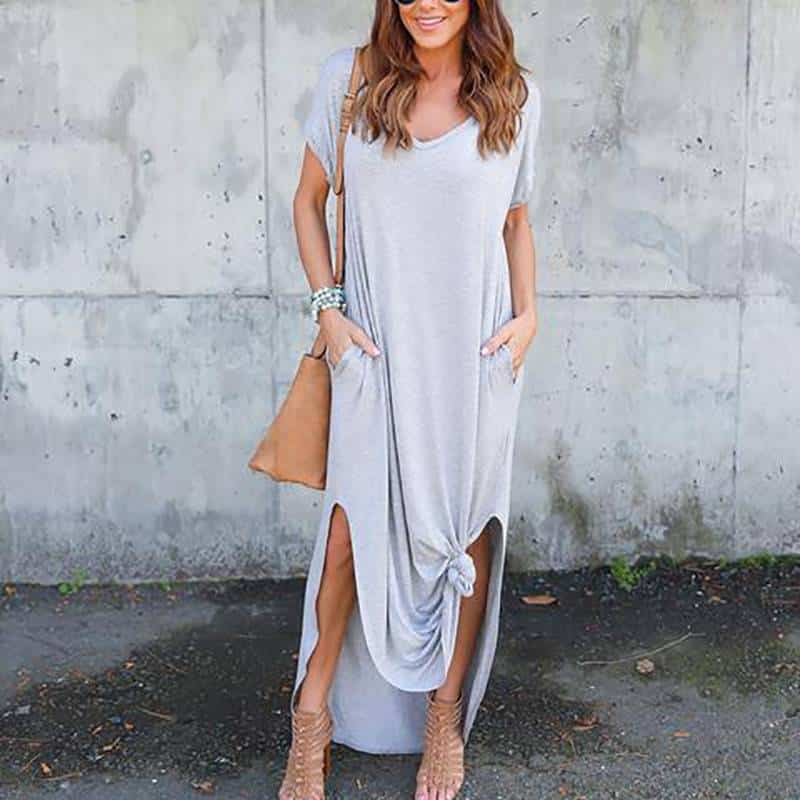 v-neck t-shirt maxi dress, view 11 - MRSLM