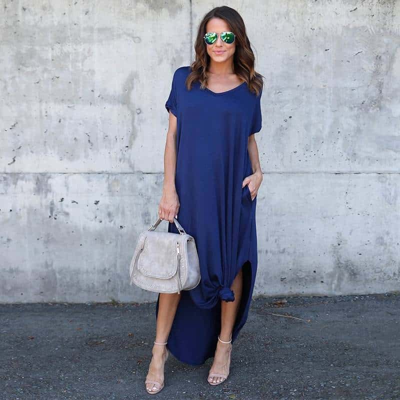 v-neck t-shirt maxi dress, view 13 - MRSLM