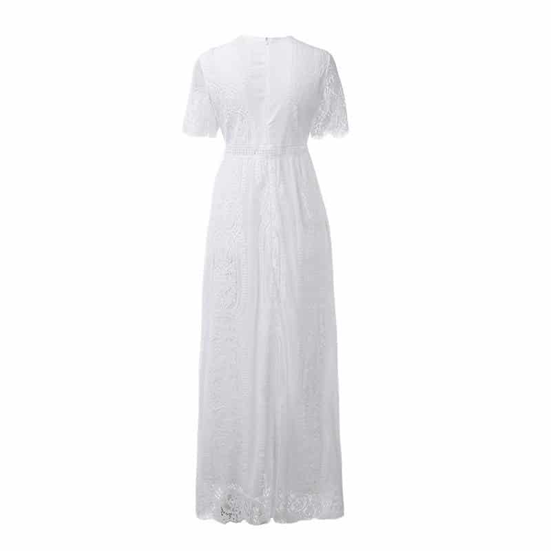 women's white lace maxi dress, view 6 - MRSLM