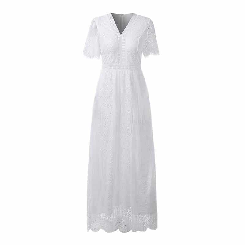 Women's White Lace Maxi Dress