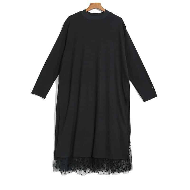 black mesh split joint dress, view 2 - MRSLM