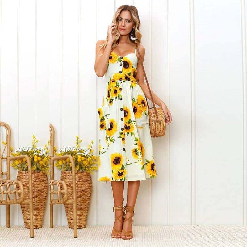 cami floral printed dress, view 2 - MRSLM