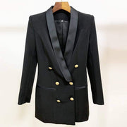 double breasted long blazer dress, view 3 - MRSLM