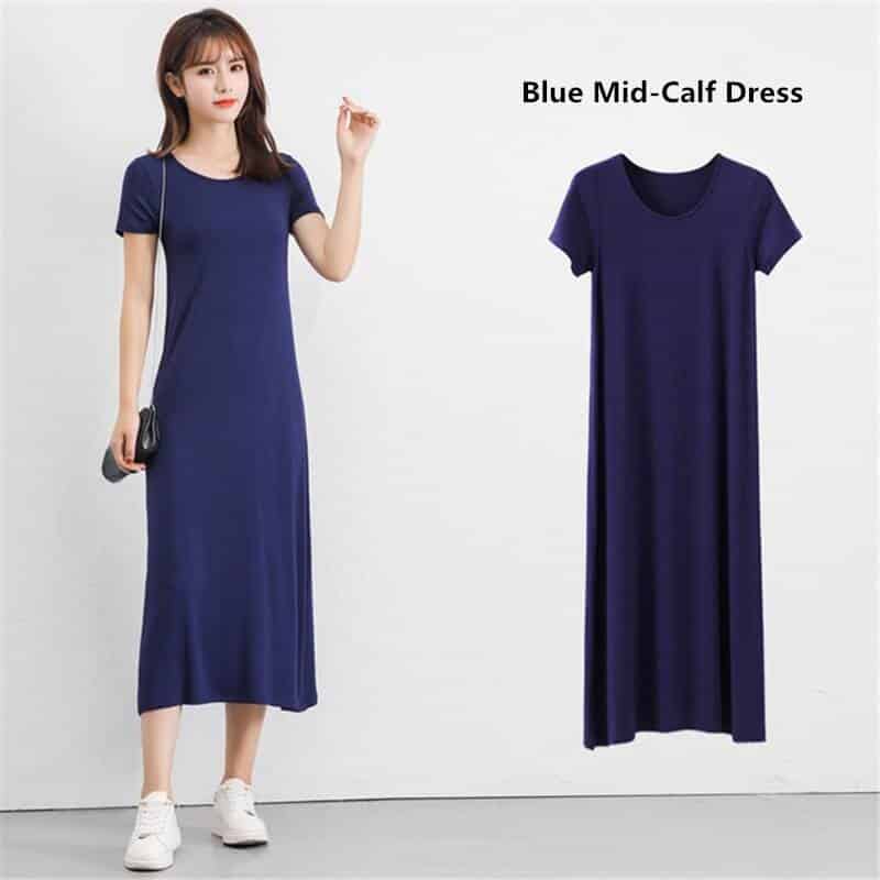 modal knitted T-shirt dress, view 4 - MRSLM