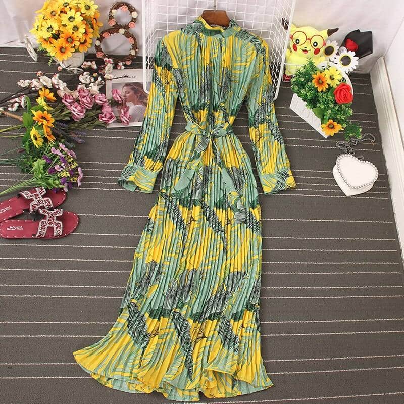 women's pleated boho dress, view 4 - MRSLM