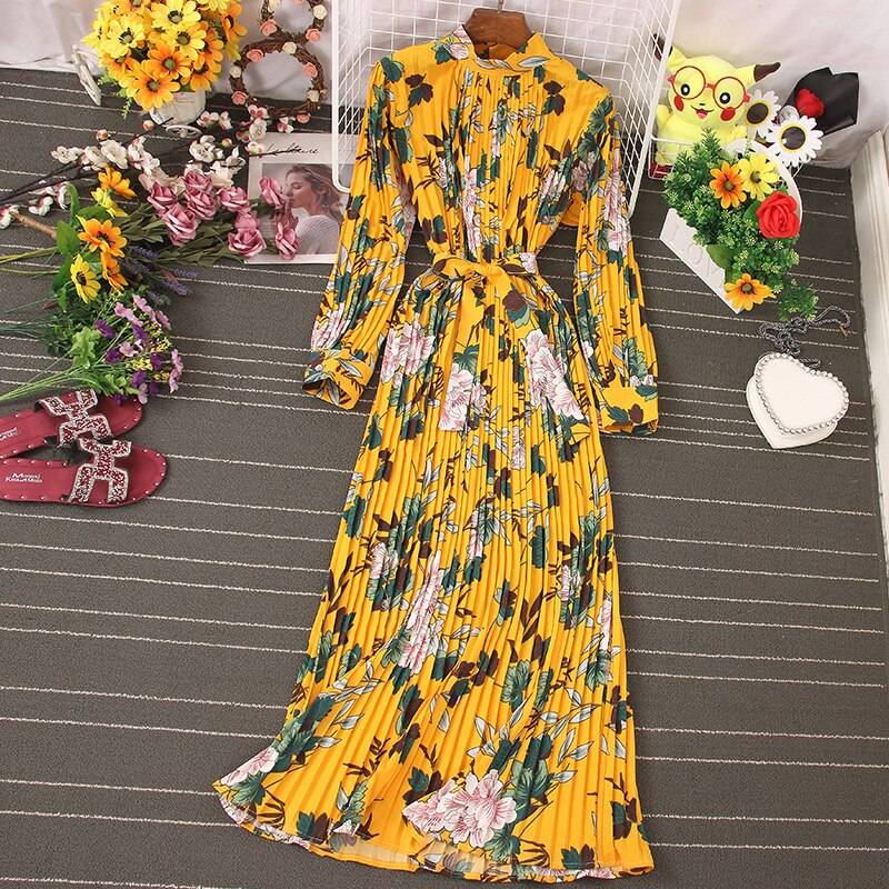 women's pleated boho dress, view 5 - MRSLM