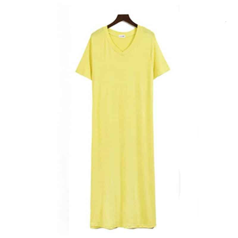 Women's Solid V-Neck Short Sleeved Summer T-Shirt Dress